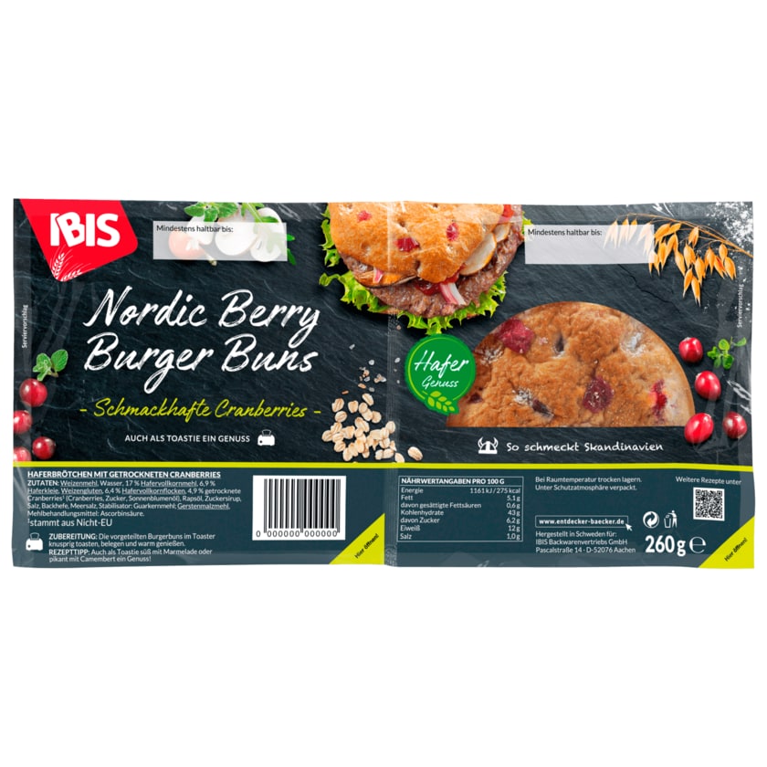 Ibis Nordic Berry Burger Buns 260g
